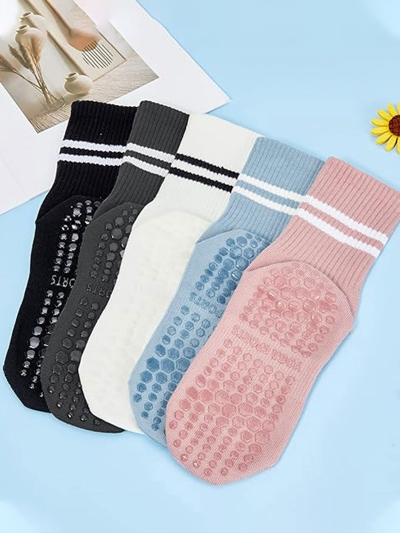 3 pares de calcetines de yoga, - Grip Sock Yoga reseña y precio